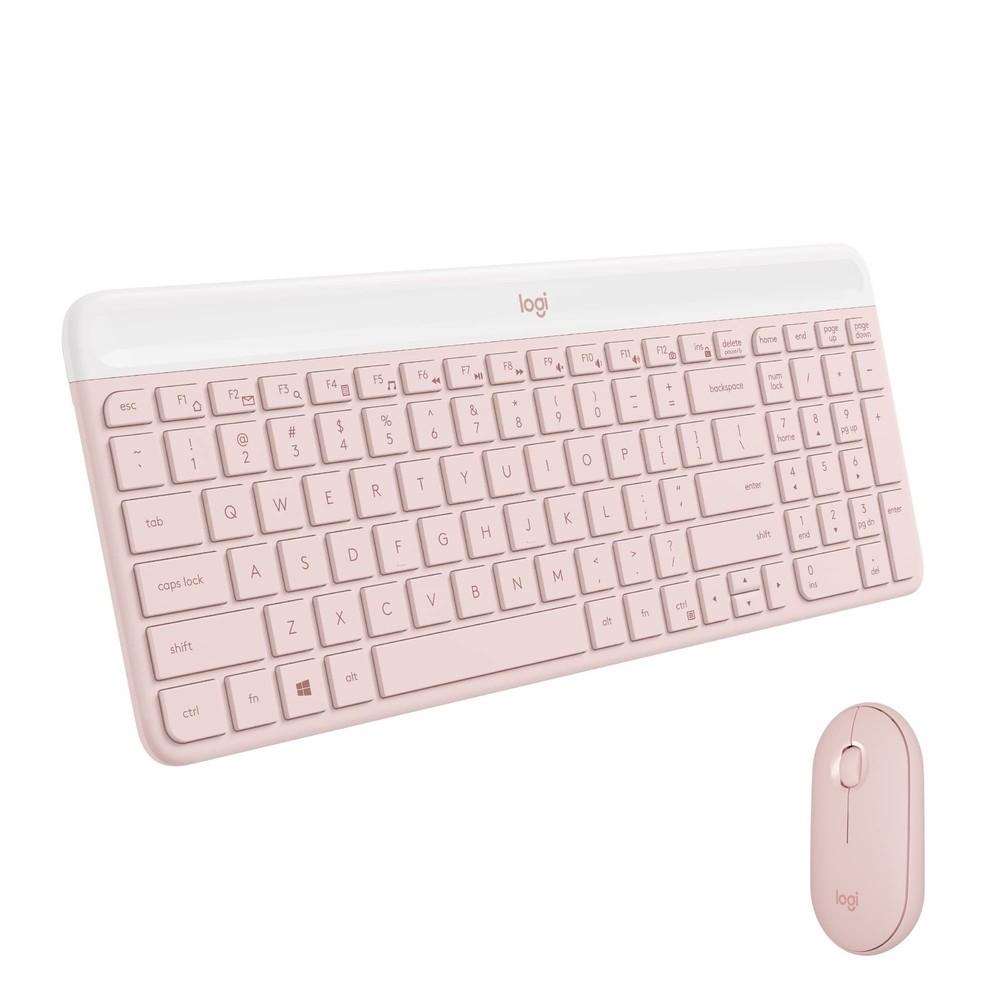 Logitech MK470 Keyboard - Pink: USB-A Low-Profile Full-Size Keyboard & Mouse