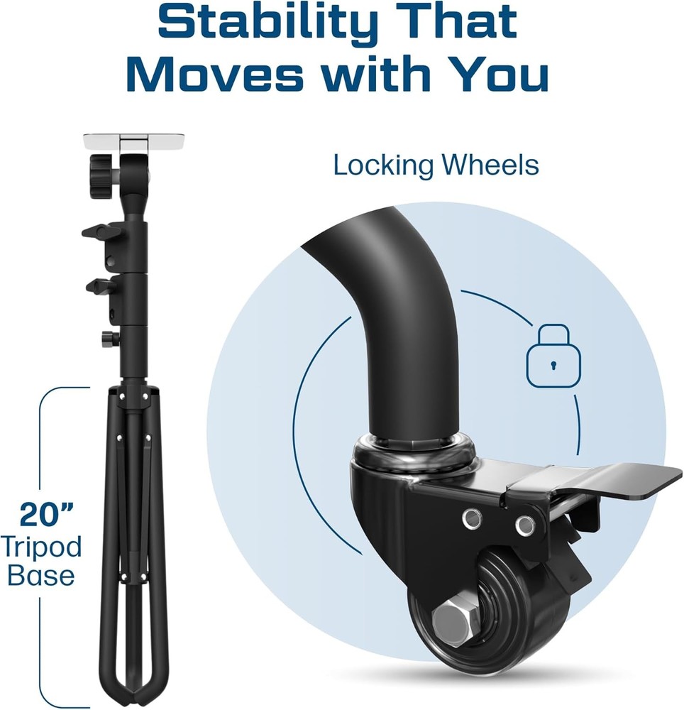 Projector Stand Tripod Laptop with Wheels & Adjustable Height Black