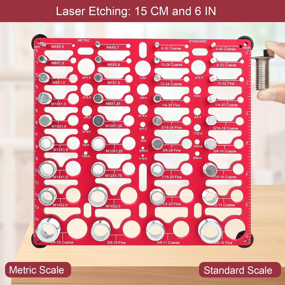 Thread Checker, 55 Bolt Size and Thread Gauge, Bolt Thread Identifier 20 Stan...