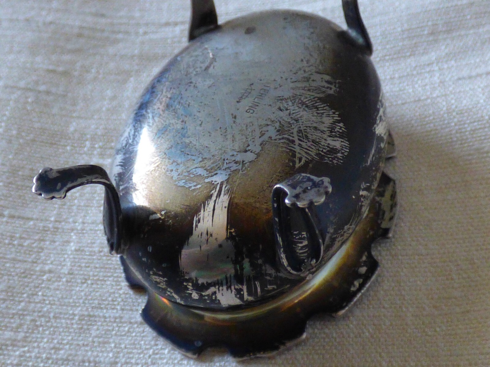 Sterling Silver Salt Cellar With Cobalt Blue Glass Liner & Spoon Webster Company