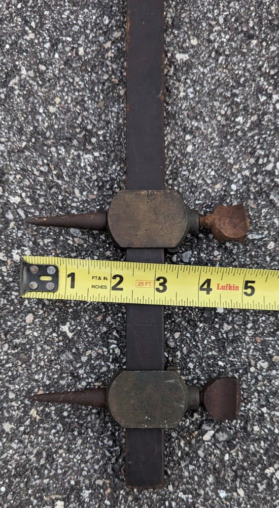 Vintage Brass & Wood Trammel Points