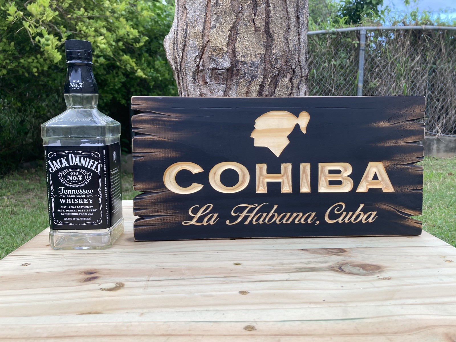 Cohiba Cigar Lounge Whiskey Bar Bourbon Wood Sign Carved Tavern Antique Look