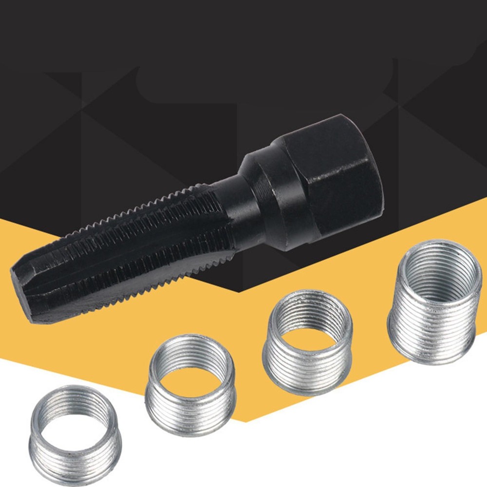 M14 x1.25 Spark Plug Rethread Thread Repair Kit Reamer Tap with 4 Inserts E