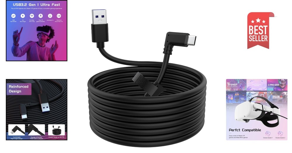 Lightweight 10ft VR Link Cable for Oculus Quest - 5Gbps Data Transfer & Charge