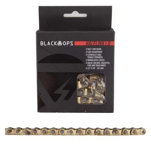 Black Ops Half Link 2.0  Gold  Solid Pin BMX  Chain  1/2 x 1/8  102 Link