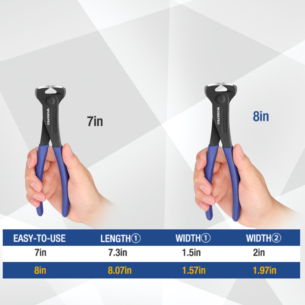 WORKPRO Nail Puller 8inch End Cutting Plier High Leverage End Cutting Nipper