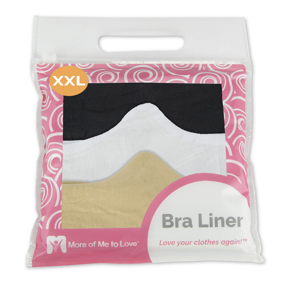 More of Me to Love Cotton Bra Liner 3-Pack, Black, White, Beige - Stay Dry