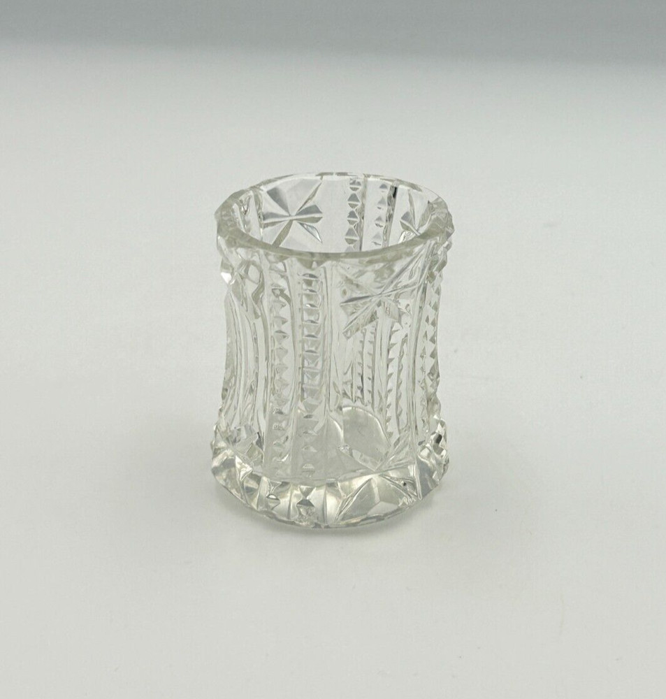 Cut Clear Glass Flared Top 2" Toothpick Holder