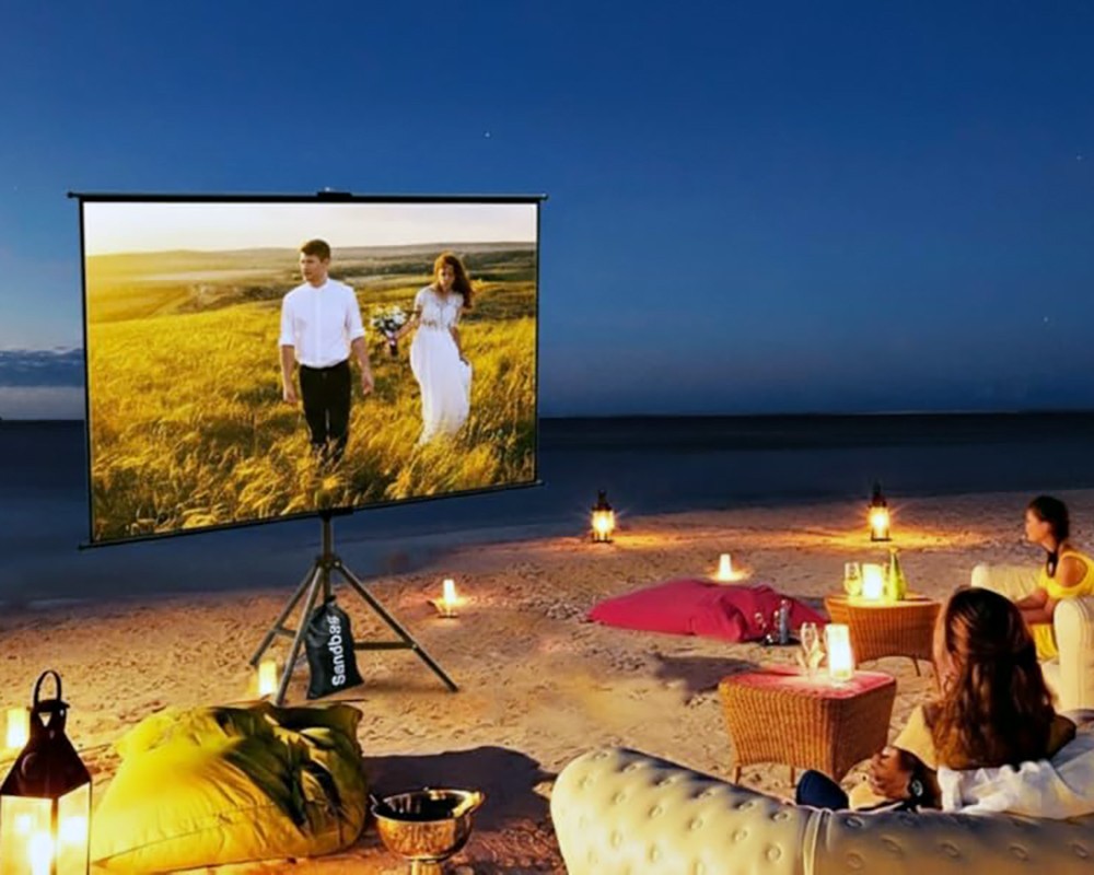 60" PORTABLE MOBILE PROJECTOR SCREEN TRIPOD STAND HEIGHT ADJUSTABLE CONFERENCE