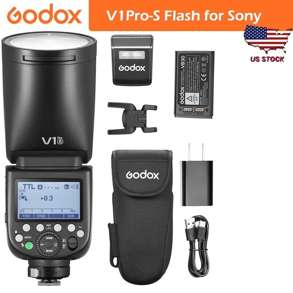 Godox V1 Pro V1Pro S TTL Round Head On-Camera Flash Light Speedlite (US version)