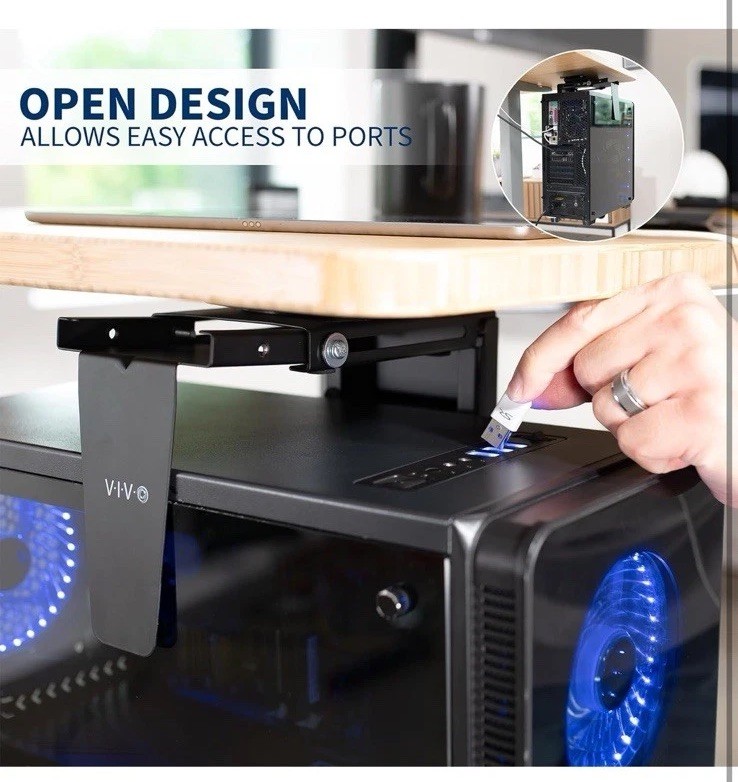 Adjustable Under Desk and Wall PC Mount, Computer Case CPU Holder MOUNT-PC01