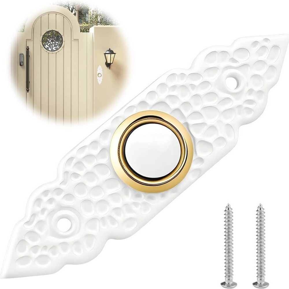 White Wired Doorbell Button Replacement with Reinforced Internal Components