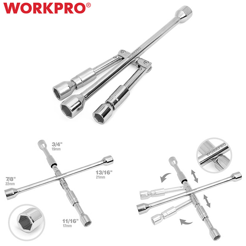 Universal Folding Lug Wrench Car Tire Repair Tool 4 Ways Cross Wrench Nut Wrench