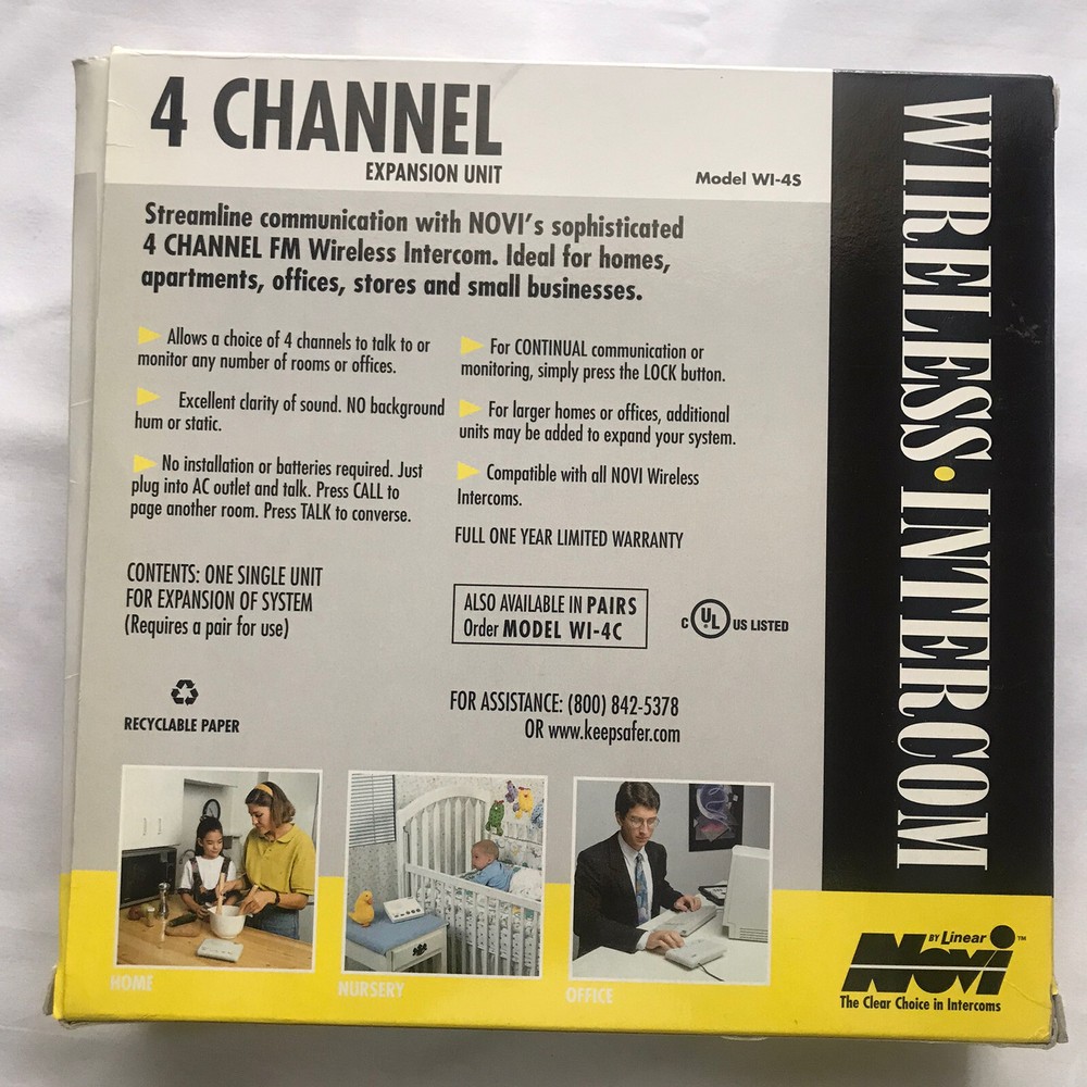 Novi 4 Channel Wireless Intercom Model WI-4S Single Unit New Open Box