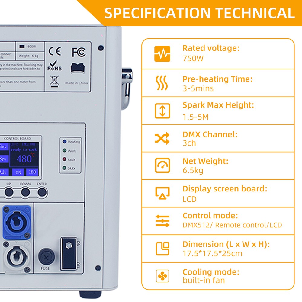 2Pack Cold Spark Machine 750W Firework Machine DMX DJ Stage Effect with Handle