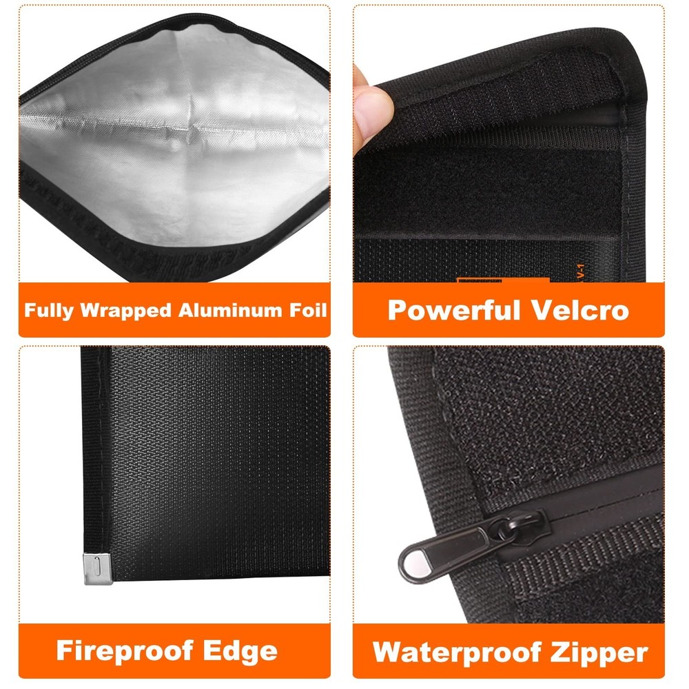 Small Fireproof Document Bag 8x5, External Size, 2-Pack Fireproof Money Bag f...