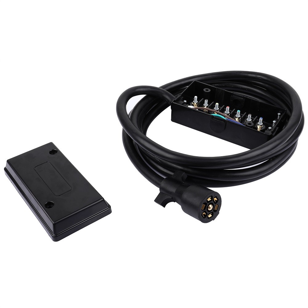 12 Foot 7 Way Plug Inline Pre-Wired Trailer Cord Junction Box Cable