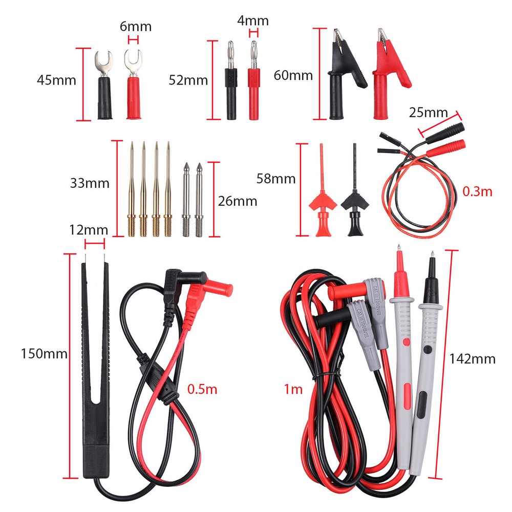 21Pcs Electrical Multimeter Test Leads Kit Voltmeter Tester Leads Set For Fluke
