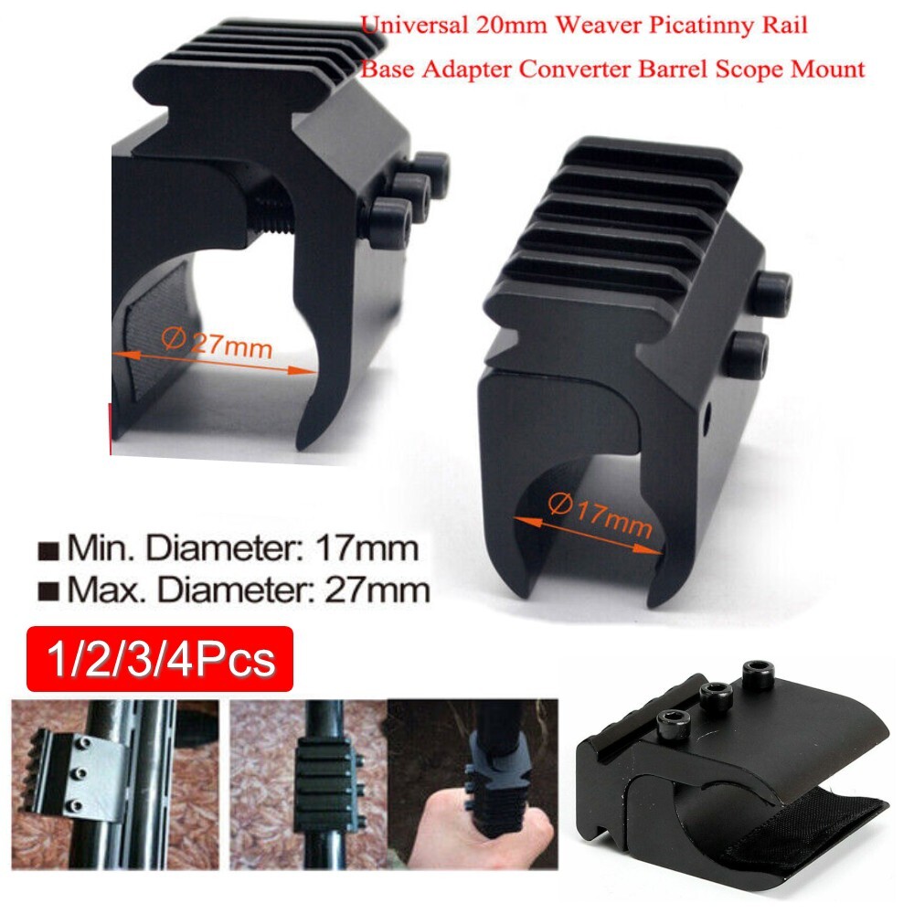 Barrel Clamp Mount Picatinny Rail Base Adapter for Flashlight Laser Sight