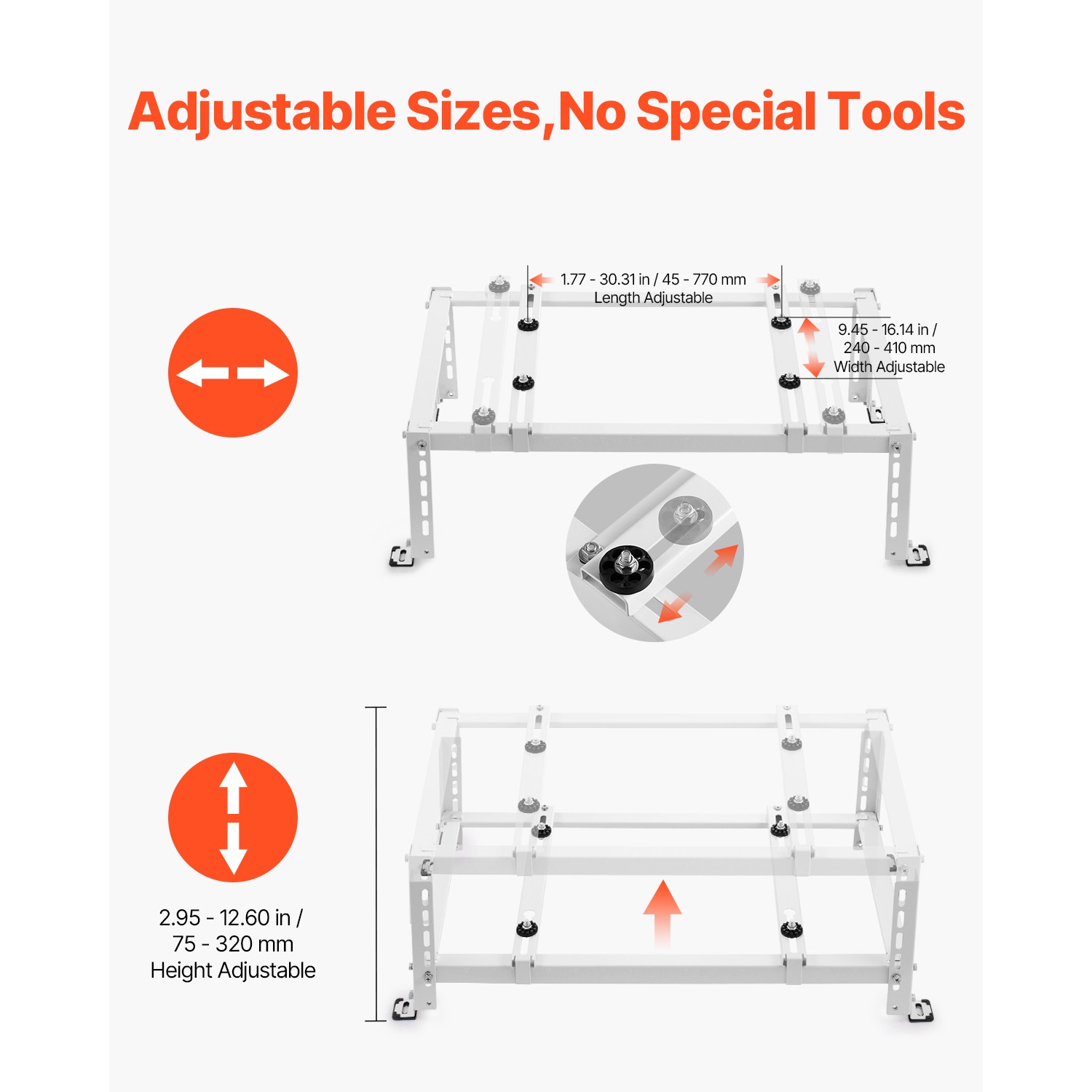 Mini Split Ground Stand Adjustable Anti Vibration for 9000-24000 BTU