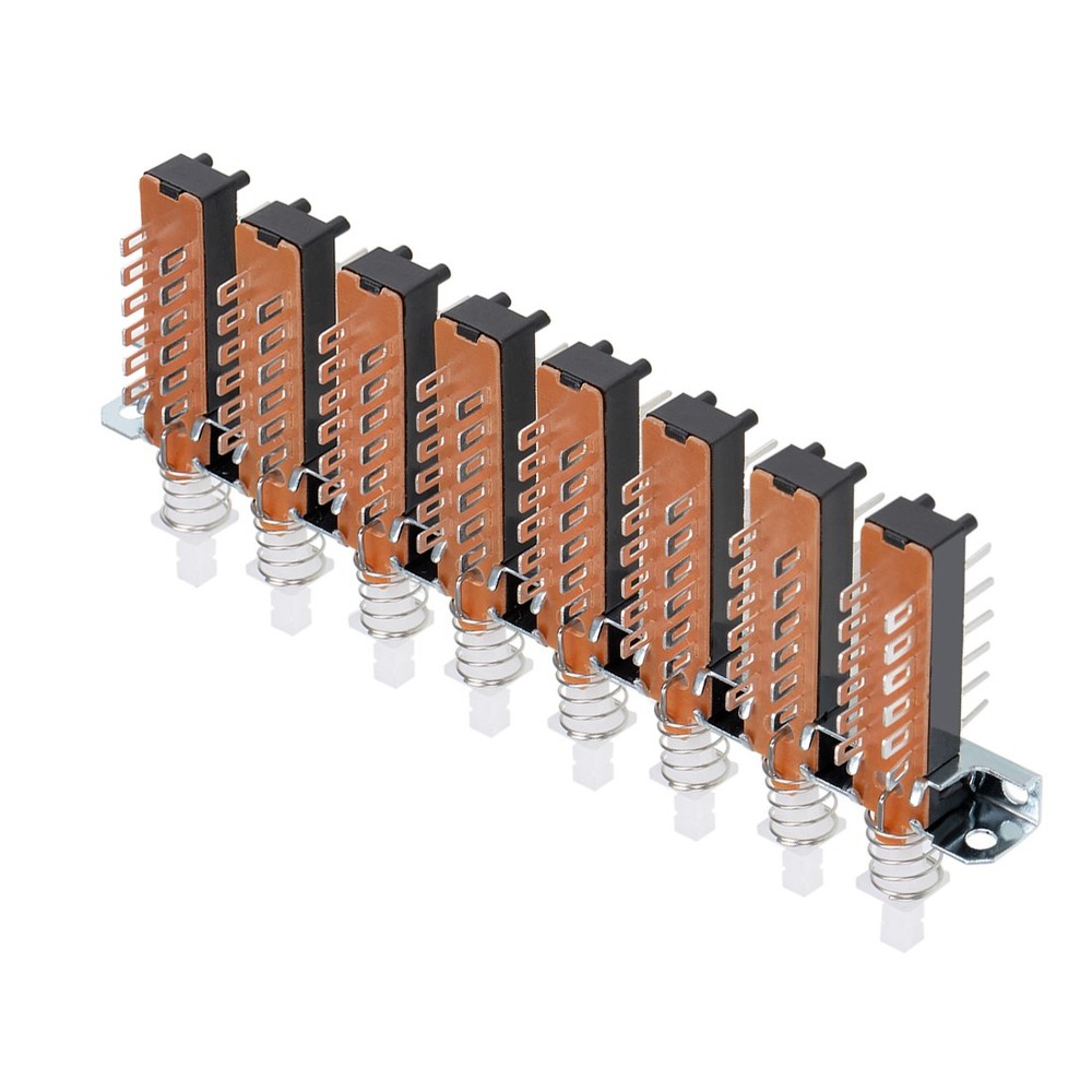 Interlock Push Button Switch Piano Type 4PDT 12 Pins 8 Row