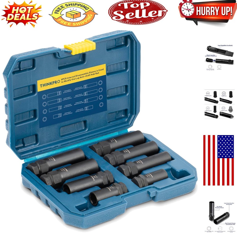 Universal 8-Piece Spline & Hex Lug Nut Removal Master Set