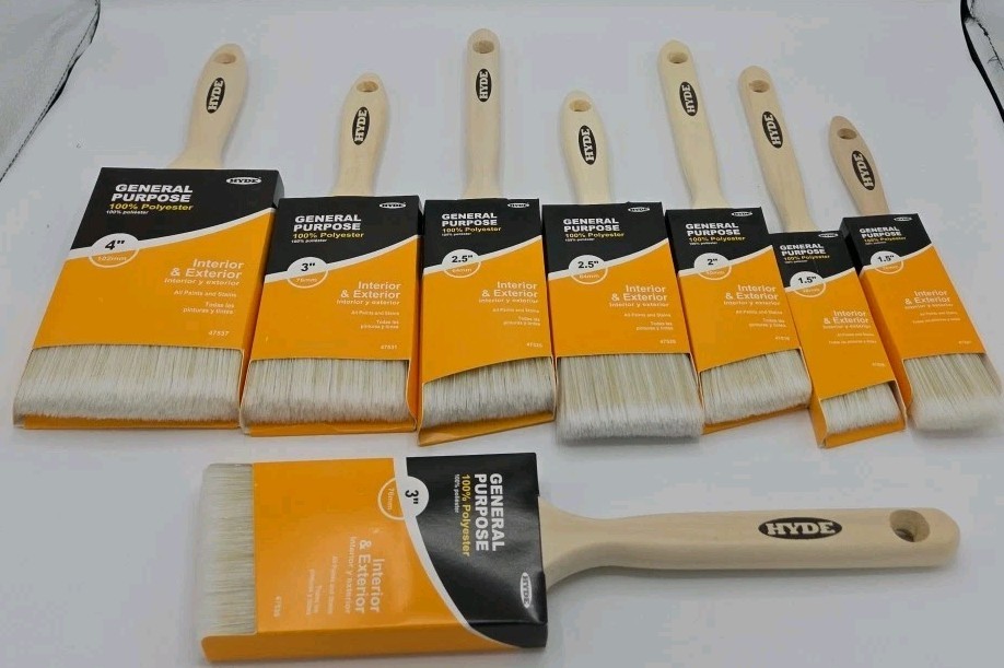 Hyde 8pc Assorted 100% Polyester Paint Brushes NEW