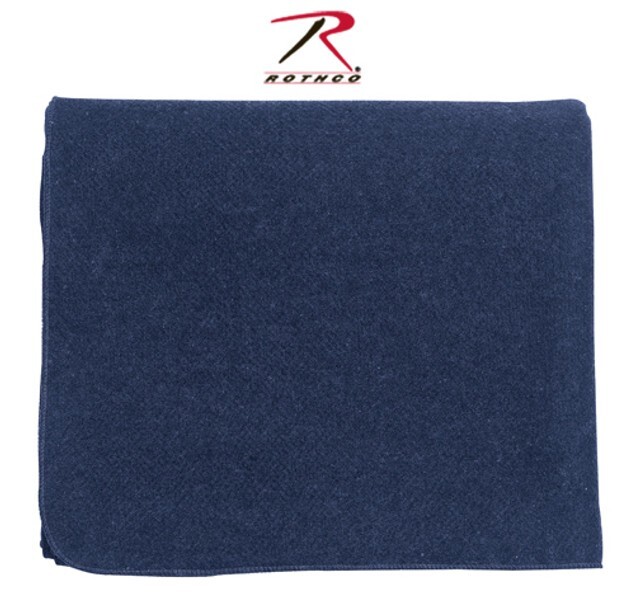 Rothco Wool Blanket - Navy Blue - 62" X 80"