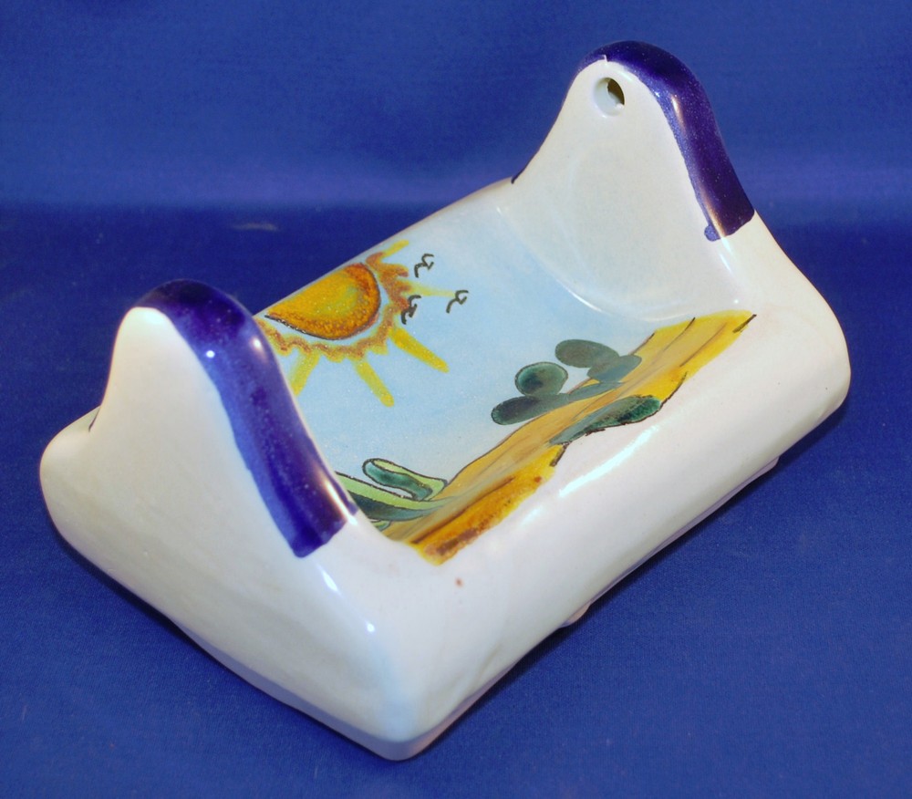 Southwest Bath Accessory Set Ceramic Tile Two Robe Hooks, TP holder, Towel Rack
