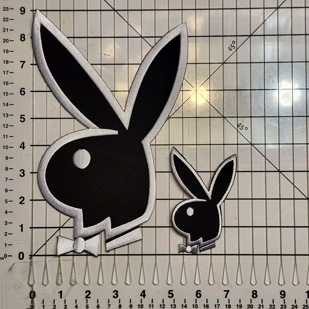 PLAYBOY BUNNY EMBROIDERED PATCHES (2) / 1 LARGE & 1 SMALLER/ HUGH HEFNER
