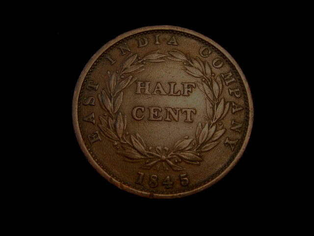 Straits Settlements. VICTORIA. 1/2 CENT 1845. Nice!