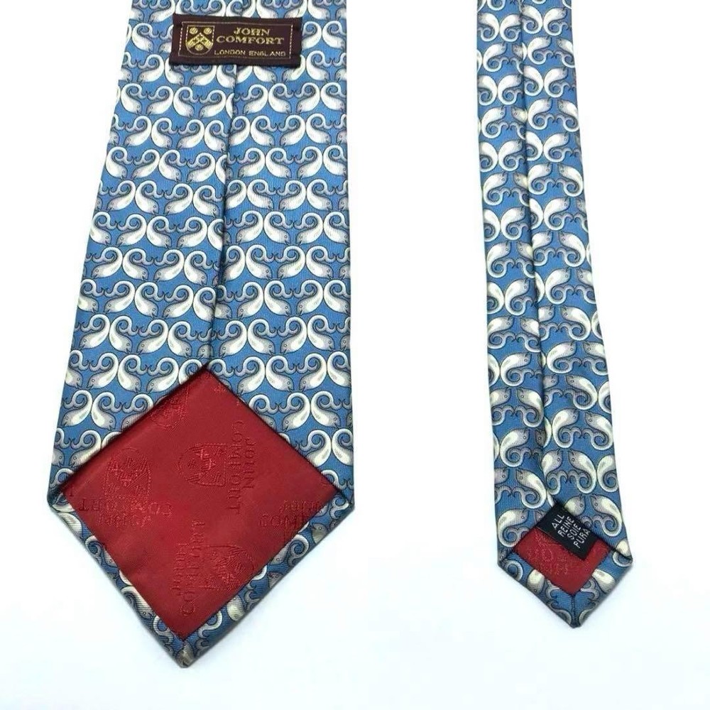 JOHN COMFORT tie blue gray all over pattern fish