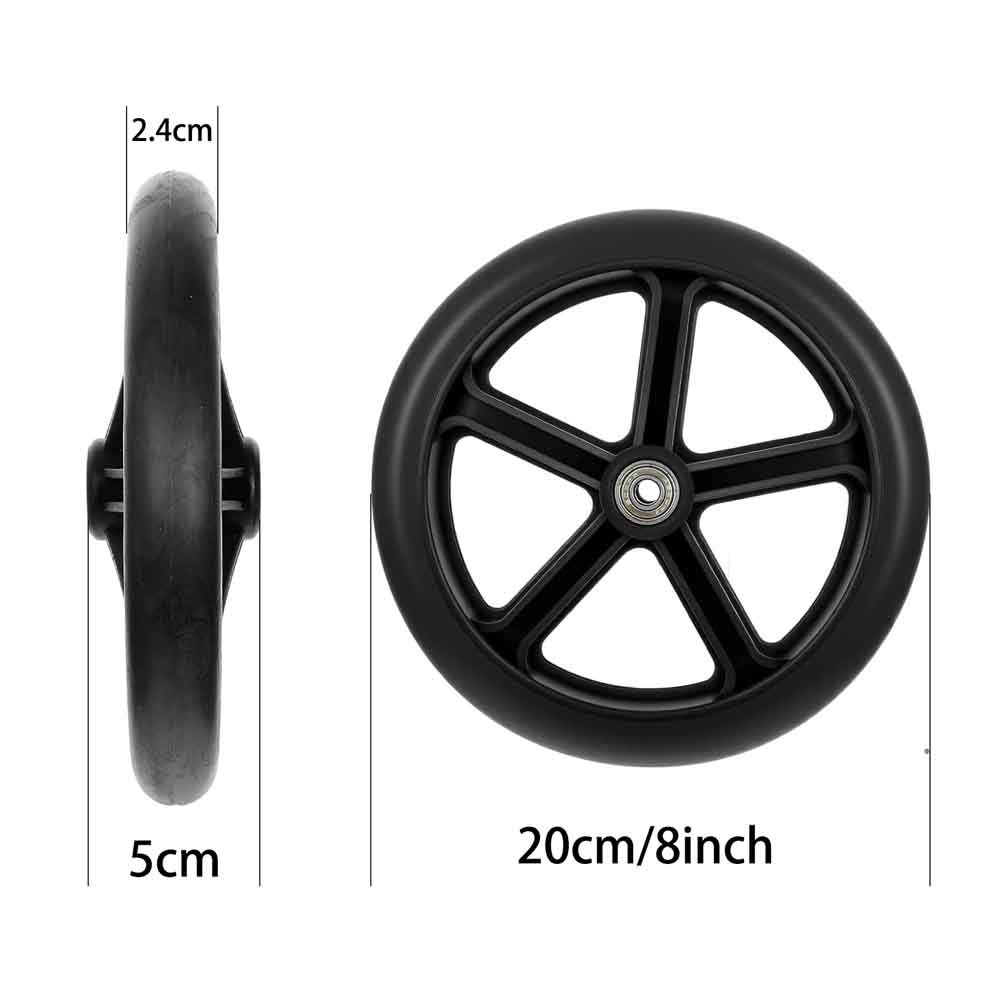 2x Universal 8 Inch Wheelchair Walker Wheel Solid Front Caster with Axles