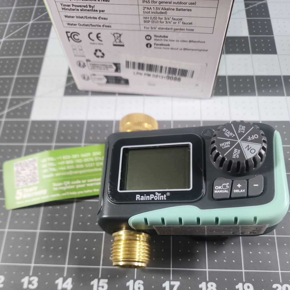Rainpoint 1-Zone Water Timer ITV105 Water/Rustproof Rain Delay Watering