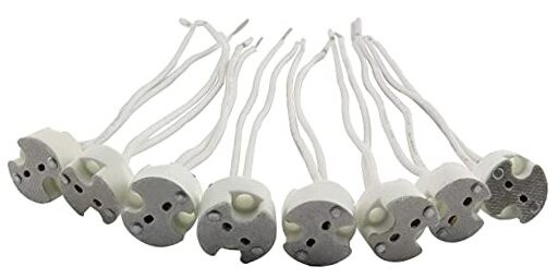 GU5.3 Socket 8PCS MR16 MR11 Halogen CFL Bulbs Holder Base Socket Ceramic Wire