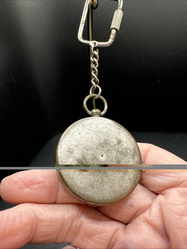 Antique German Silvertone Compass Key Chain