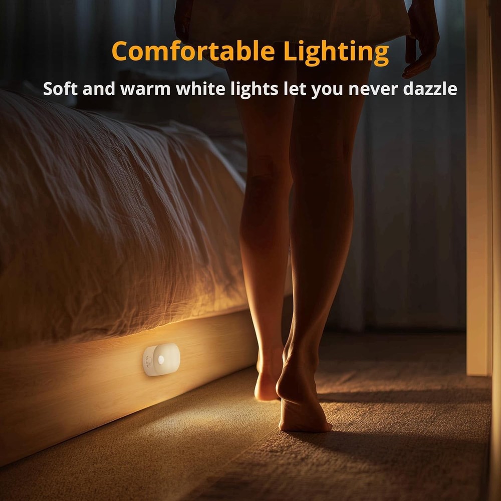 Compact Rechargeable Motion Sensor Night Light - Ideal for Bedrooms & Bathrooms