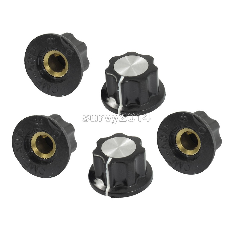 2pcs Adjustable Turn 16mm Top 6mm Shaft Insert Dia Potentiometer Rotary Knobs