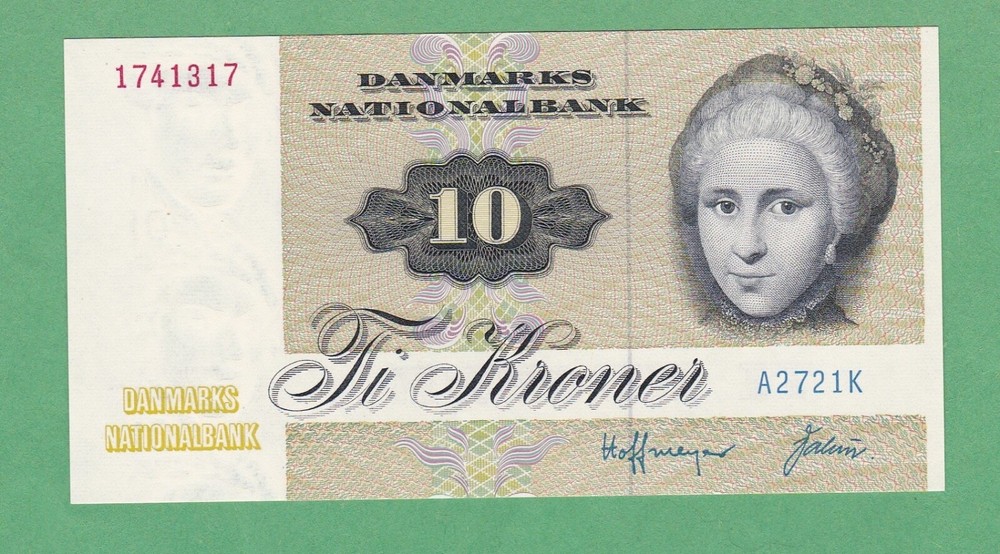 Denmark  10 Kroner Note P-48a  (19)72   UNCIRCULATED