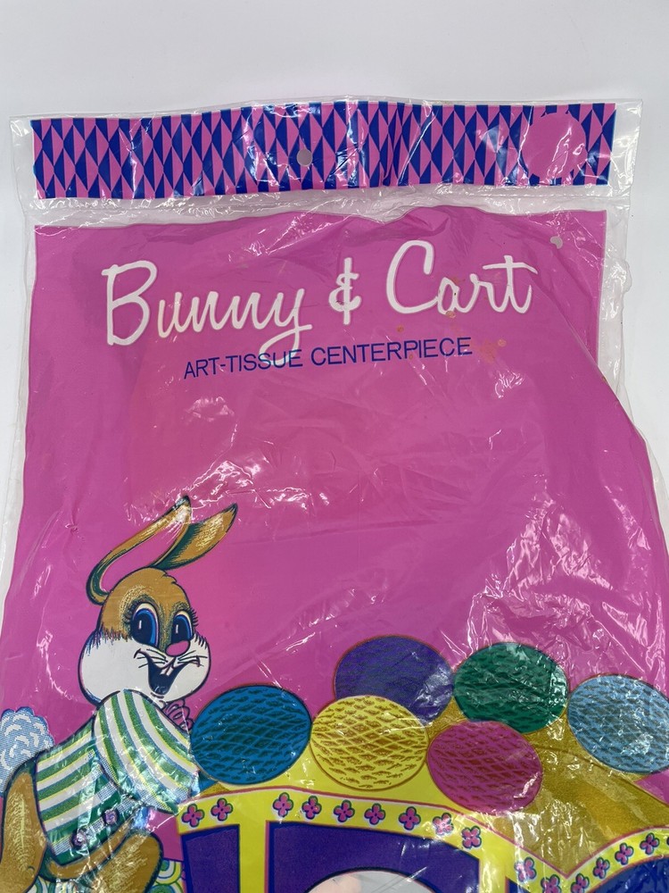 Beistle Vintage Easter Bunny and Cart Table Centerpiece Rabbit Opened