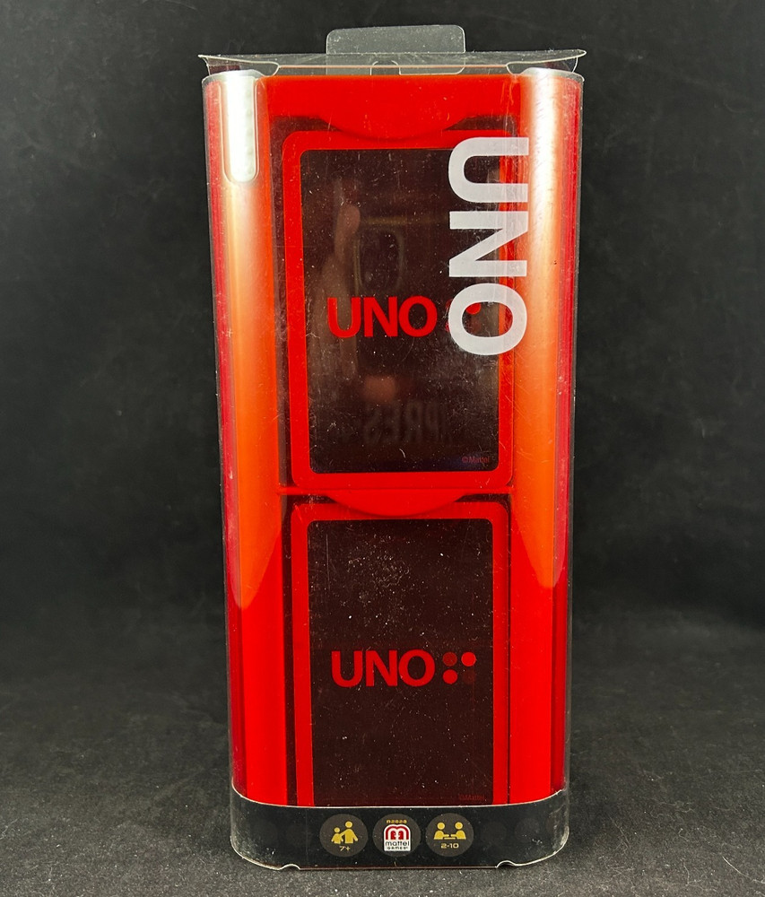 2012 UNO MOD MATTEL GAMES MODERN DESIGN RED PLASTIC SLIDE CASE W/ PACKAGING RARE