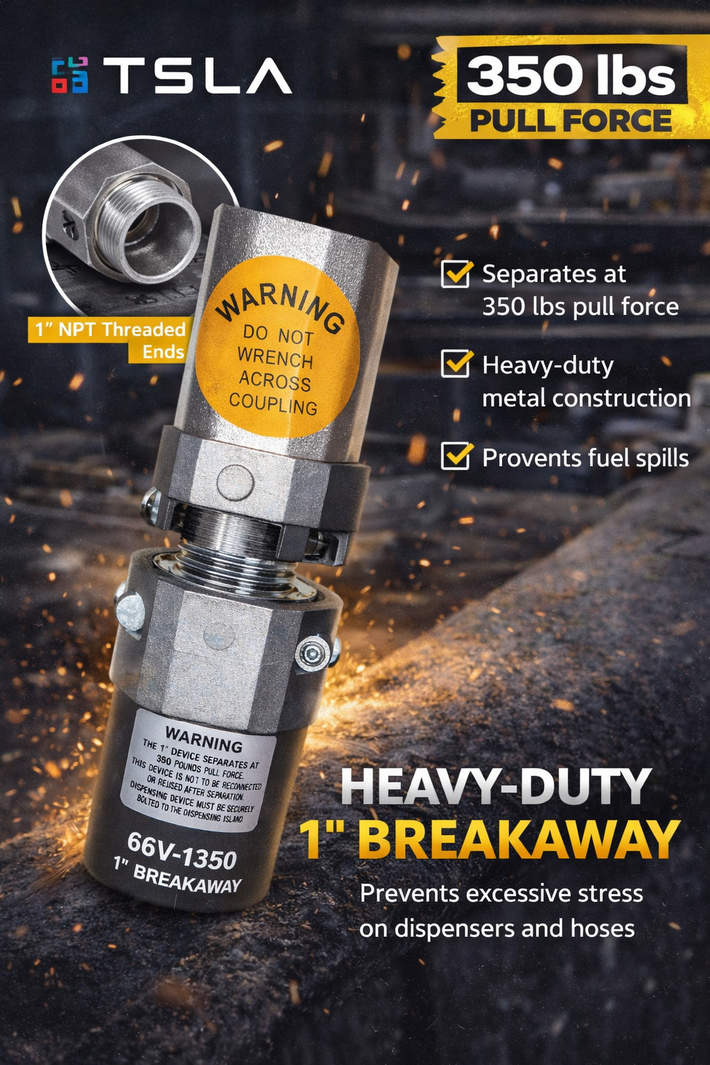 1" BREAKAWAY 66V-1-300 lb Pull Force, Compatible with OPW66V-1300