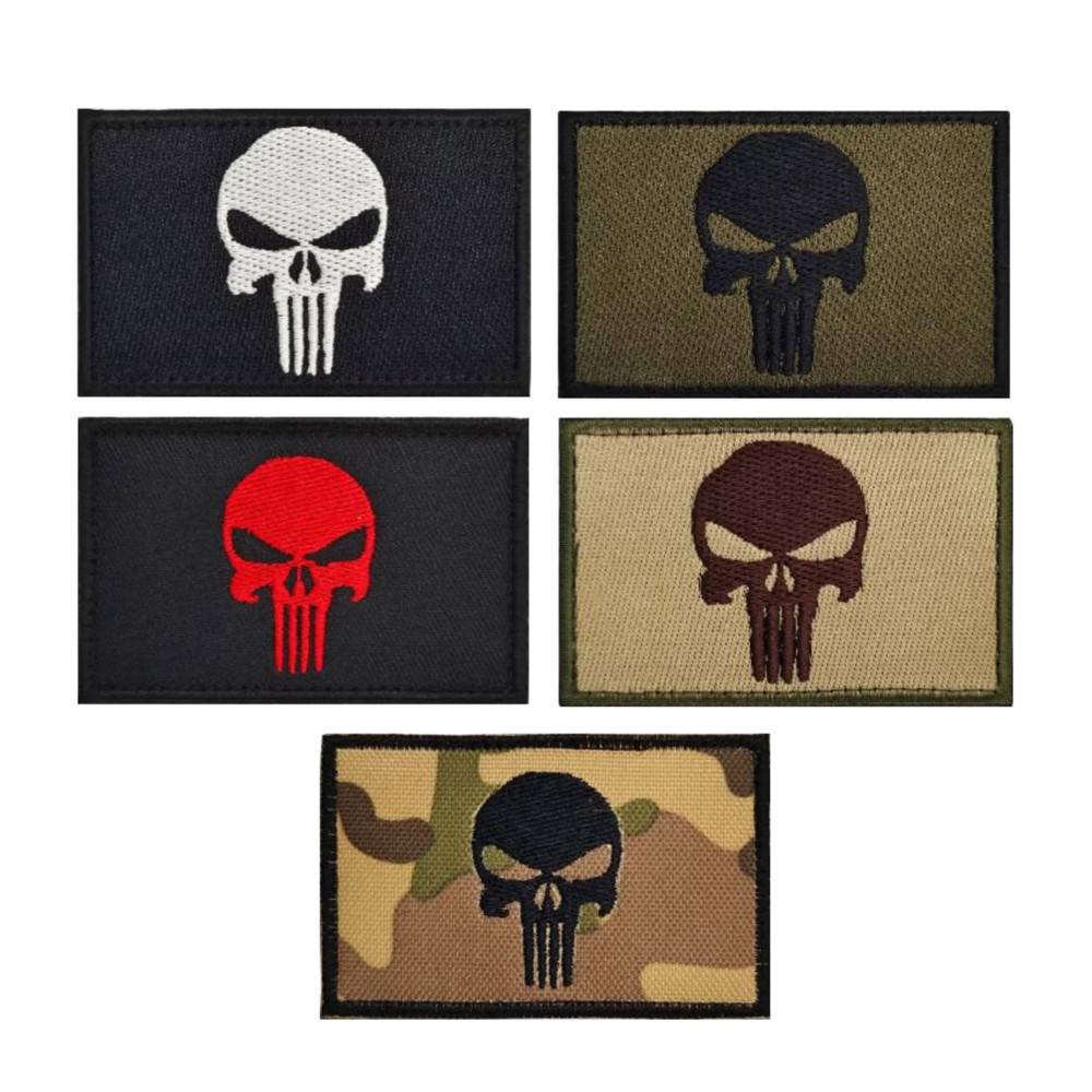 Punisher Skull Tactical Morale Patch Hook and Loop Fastener 3" x 2"