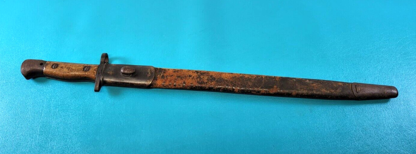 WWI English British Pattern 1907 Rifle Bayonet Sanderson + Scabbard c. 1917