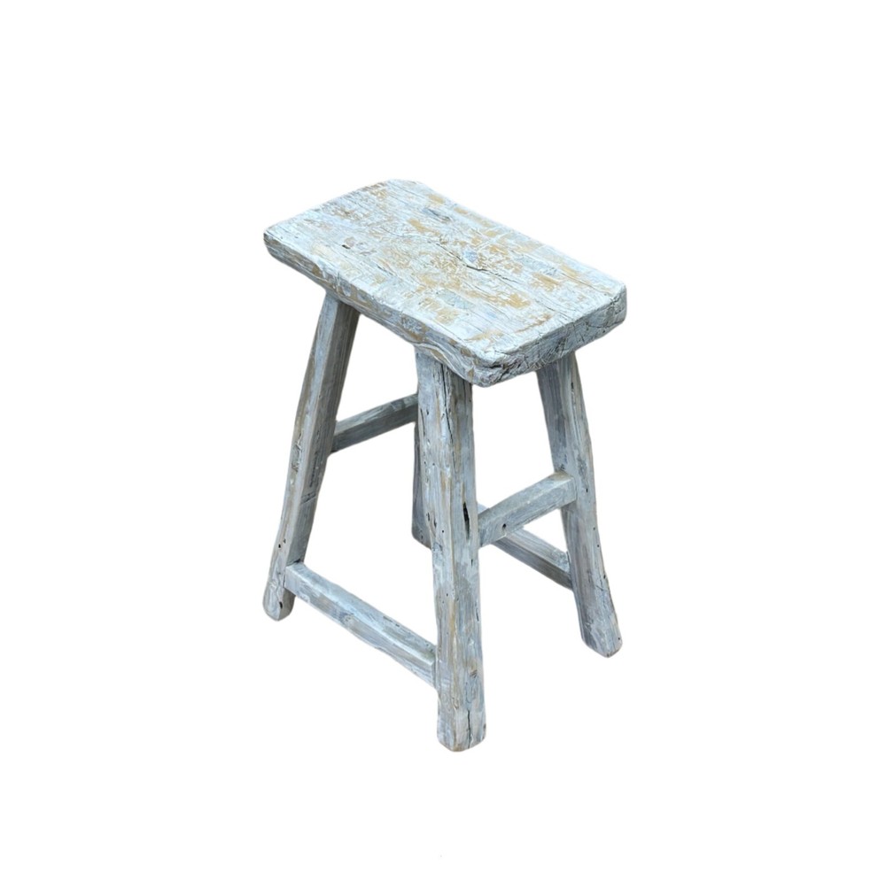 Rustic Raw Rough Wood Grain Rectangle Slim Stool Bench Side Table ws4583