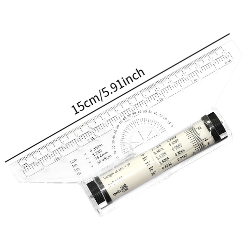Parallel Rolling Ruler Multipurpose 6 inch and Metric Protractor for
