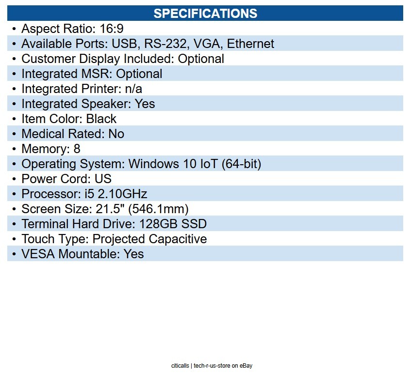 Logic Controls PRO KIOSK 21.5 21.5" Pro Touchscreen Kiosk Wired - Intel Core i5
