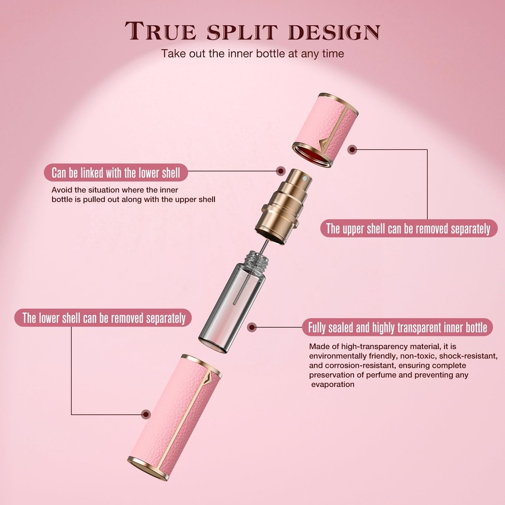 Atomizer Perfume Spray Bottle Empty Refillable Travel Scent Case Pink 10ml