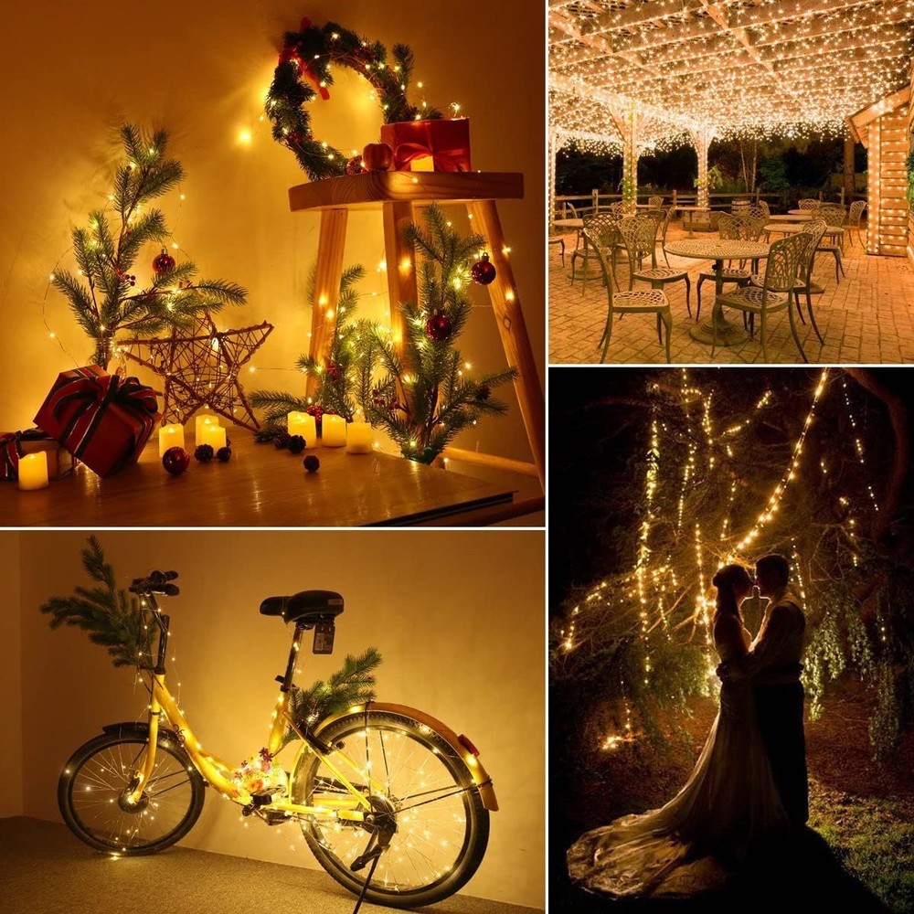 Copper Wire String Lights USB Powered LED Fairy Lights 8 Modes with Timer Rem...