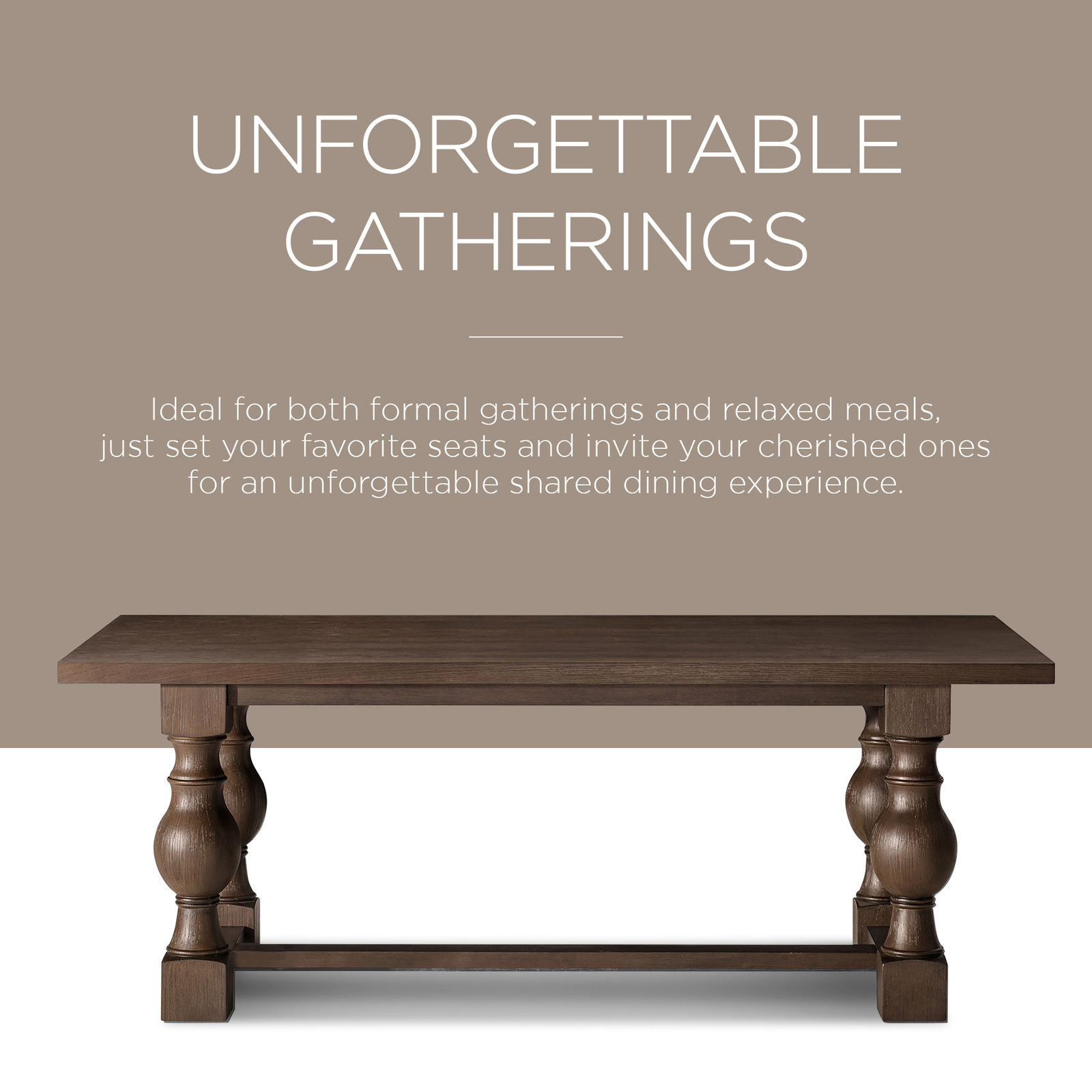 Maven Lane Leon Traditional Wooden Dining Table in Antiqued Brown Finish